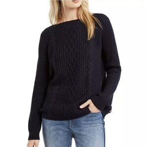 Navy Blue Cable Knit Sweater Boat Neck Sweater Capsule Wardrobe Xlarge NWT